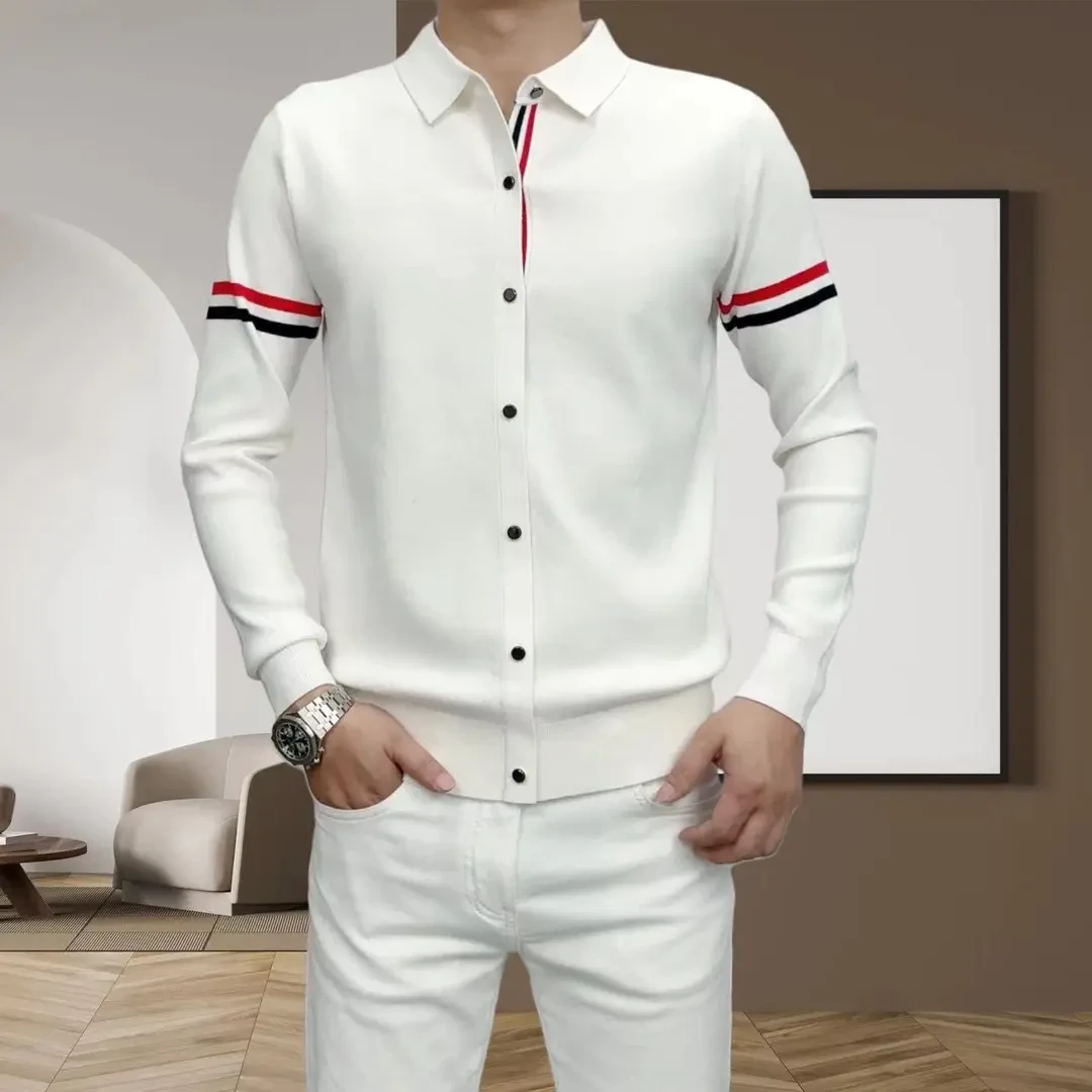 男士春秋新款针织混纺半开套头时尚轻奢休闲百搭纯色潮流时尚毛衣