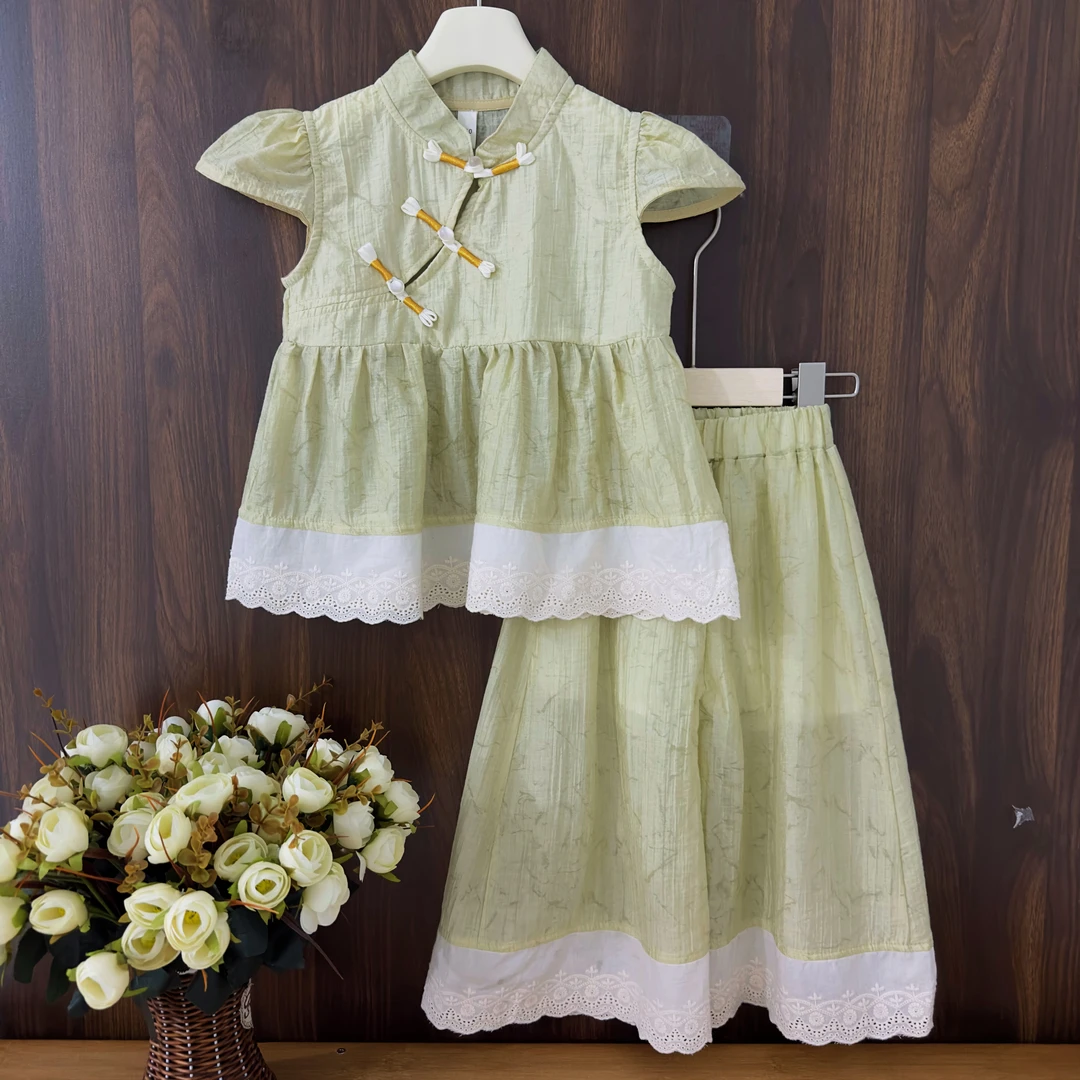 【goya】2024新款夏季复古中国风绣花女童套装裙