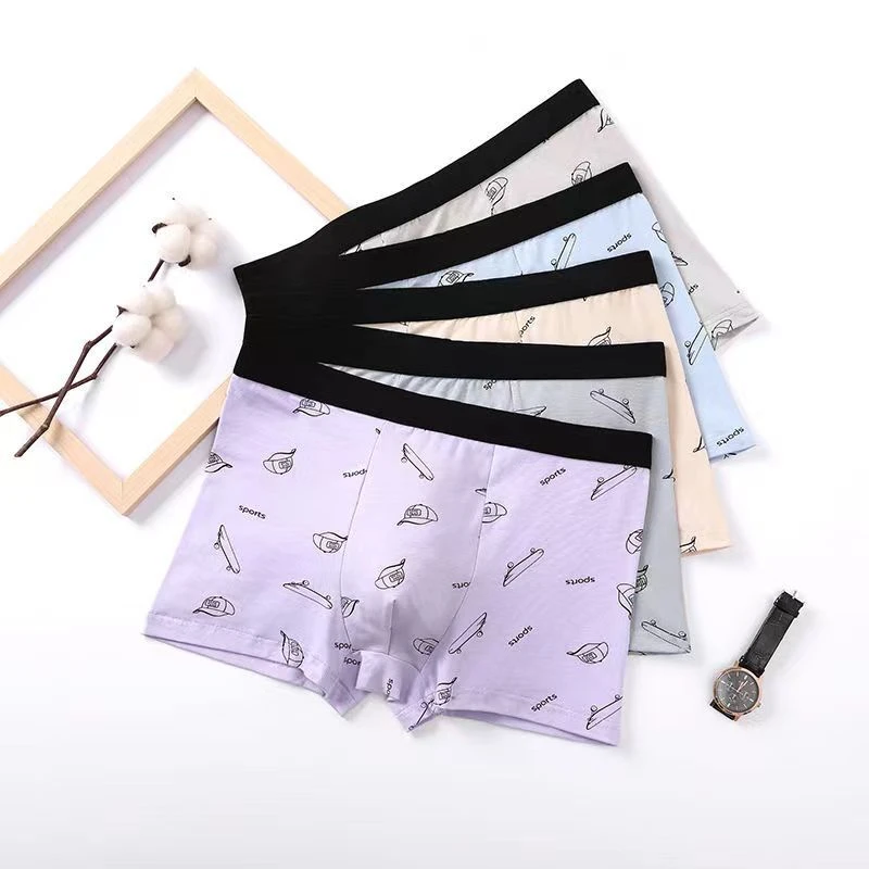 男士内裤男士裤头棉质青少年男孩学生透气四角裤男平角内裤男