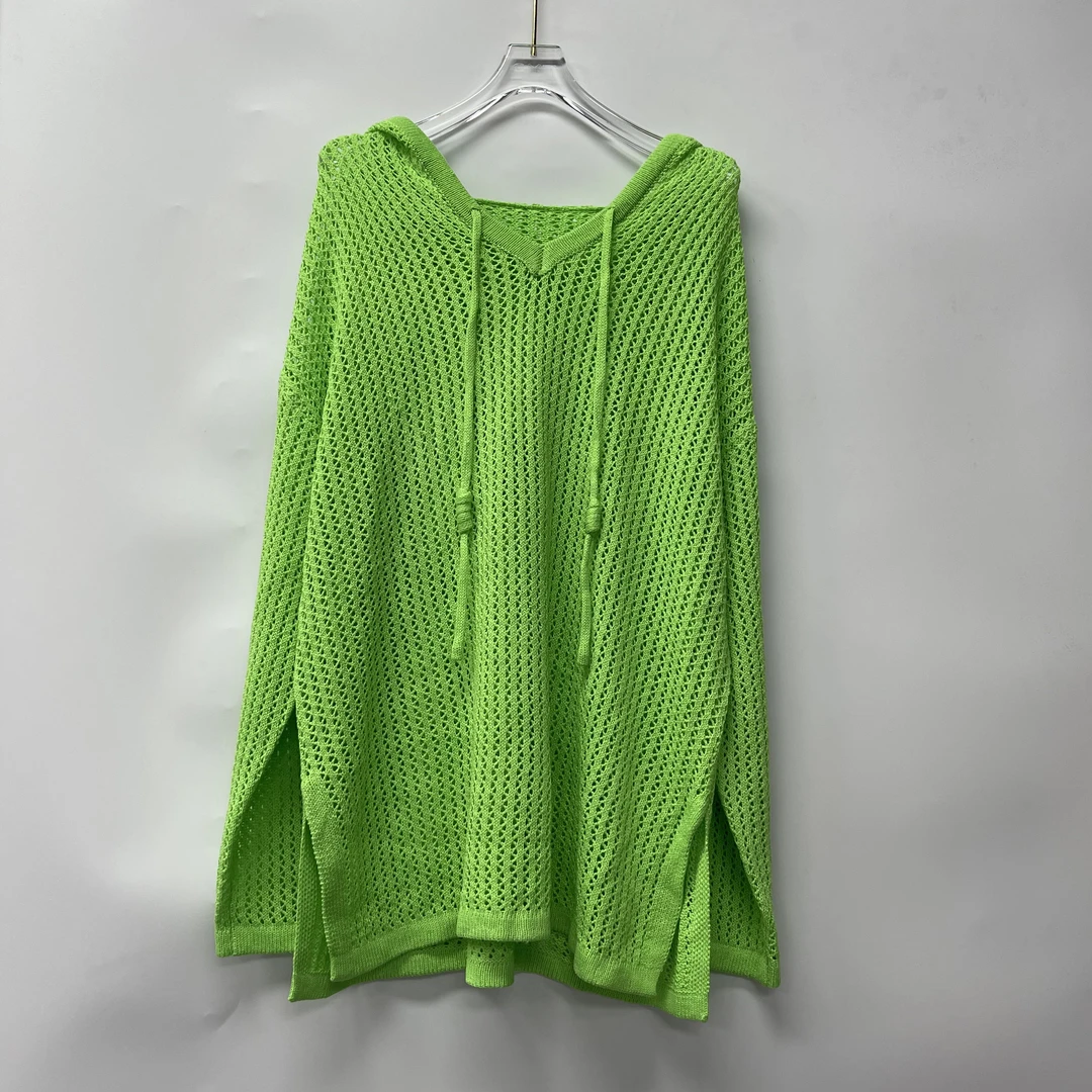 【GYT】早秋潮牌时尚休闲百搭针织连帽长袖镂空卫衣上衣369毛衣