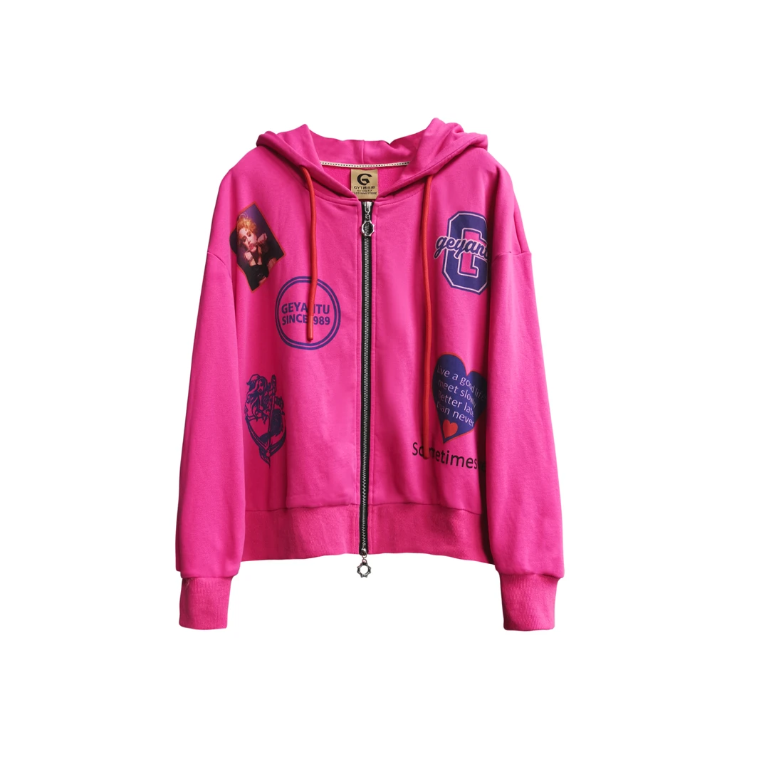 【GEYANTU】557卫衣潮流运动时尚休闲女士连帽印花带帽秋季百搭宽松