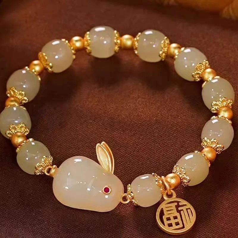 新中式玉兔手链女款小众设计高颜值学生手串闺蜜古风生日礼物