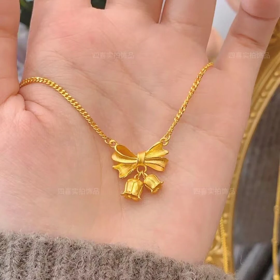 在逃公主蝴蝶结铃兰花项链女气质小众锁骨链