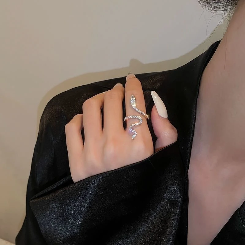 蛇形设计师戒指女学生小众设计冷淡风高级开口食指戒指潮指环