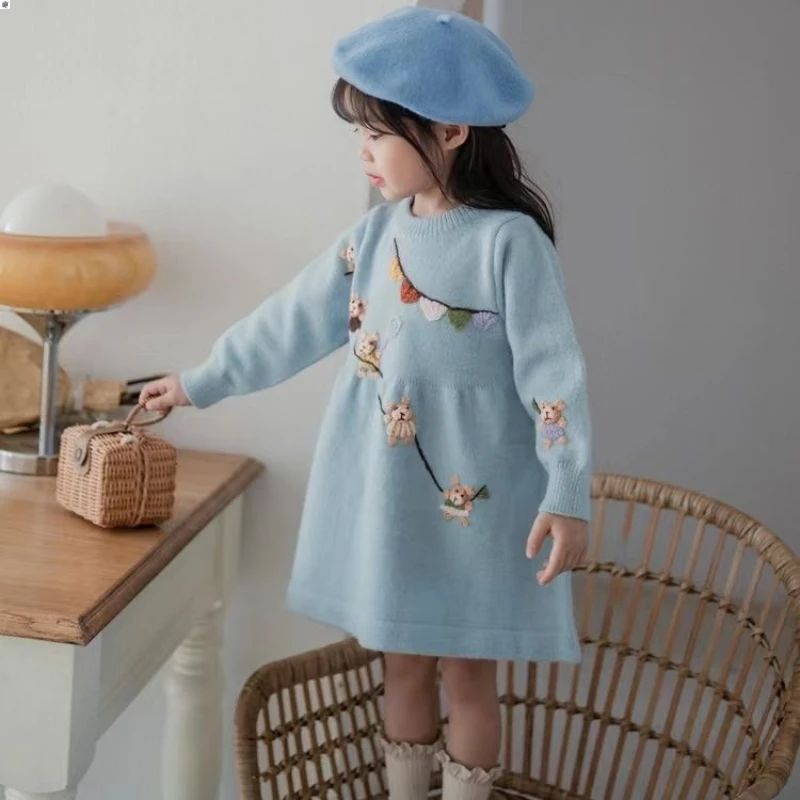 女童装秋冬款小童洋气毛衣连衣裙儿童小女孩衣服女宝宝秋装针织裙