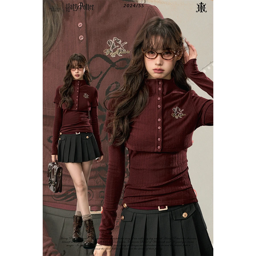 【Kyouko】哈利波特正版联名款斗篷设计感两件套长袖T恤上衣