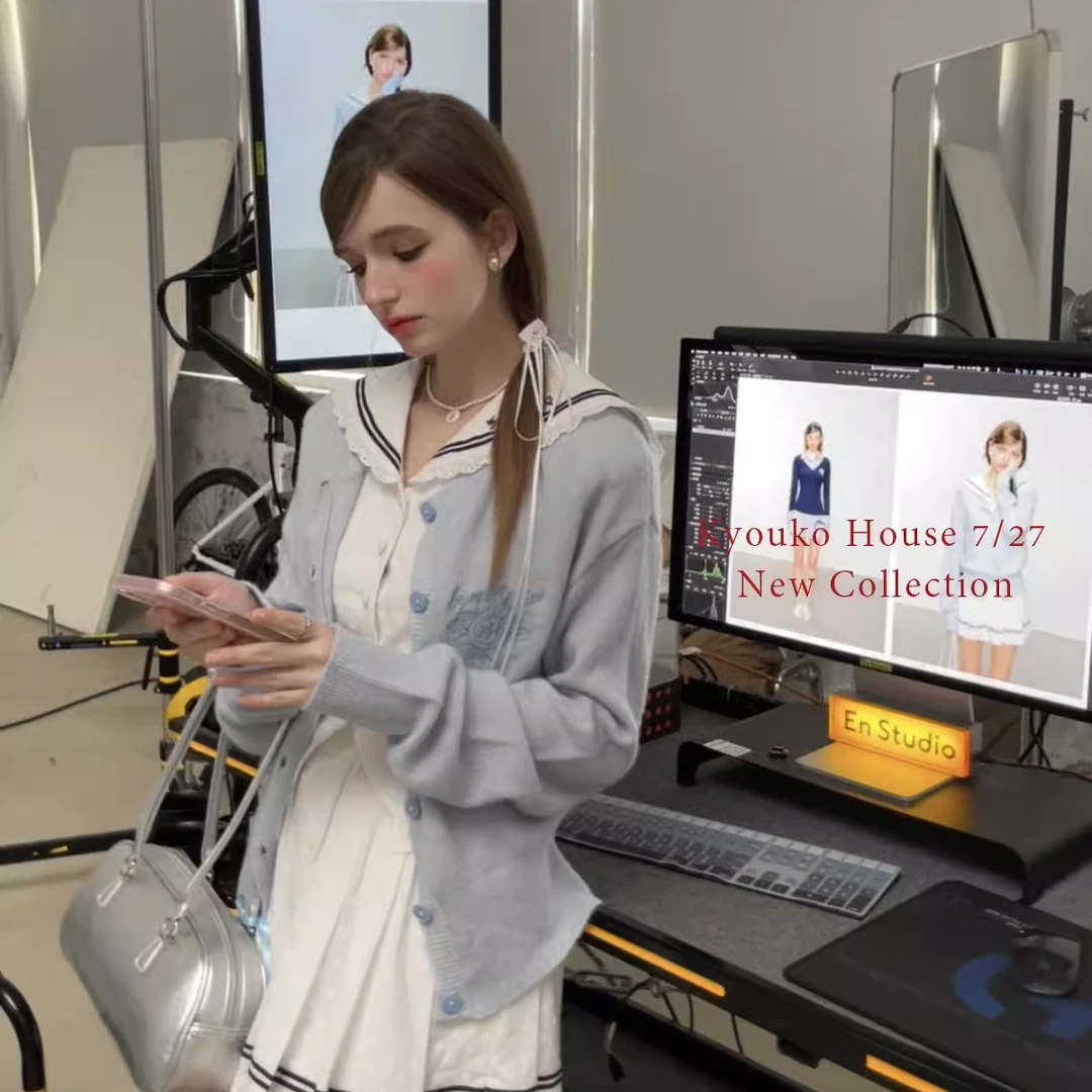 【梗豆物语】软软马海毛针织开衫2024新款刺绣上衣少女感甜美日常