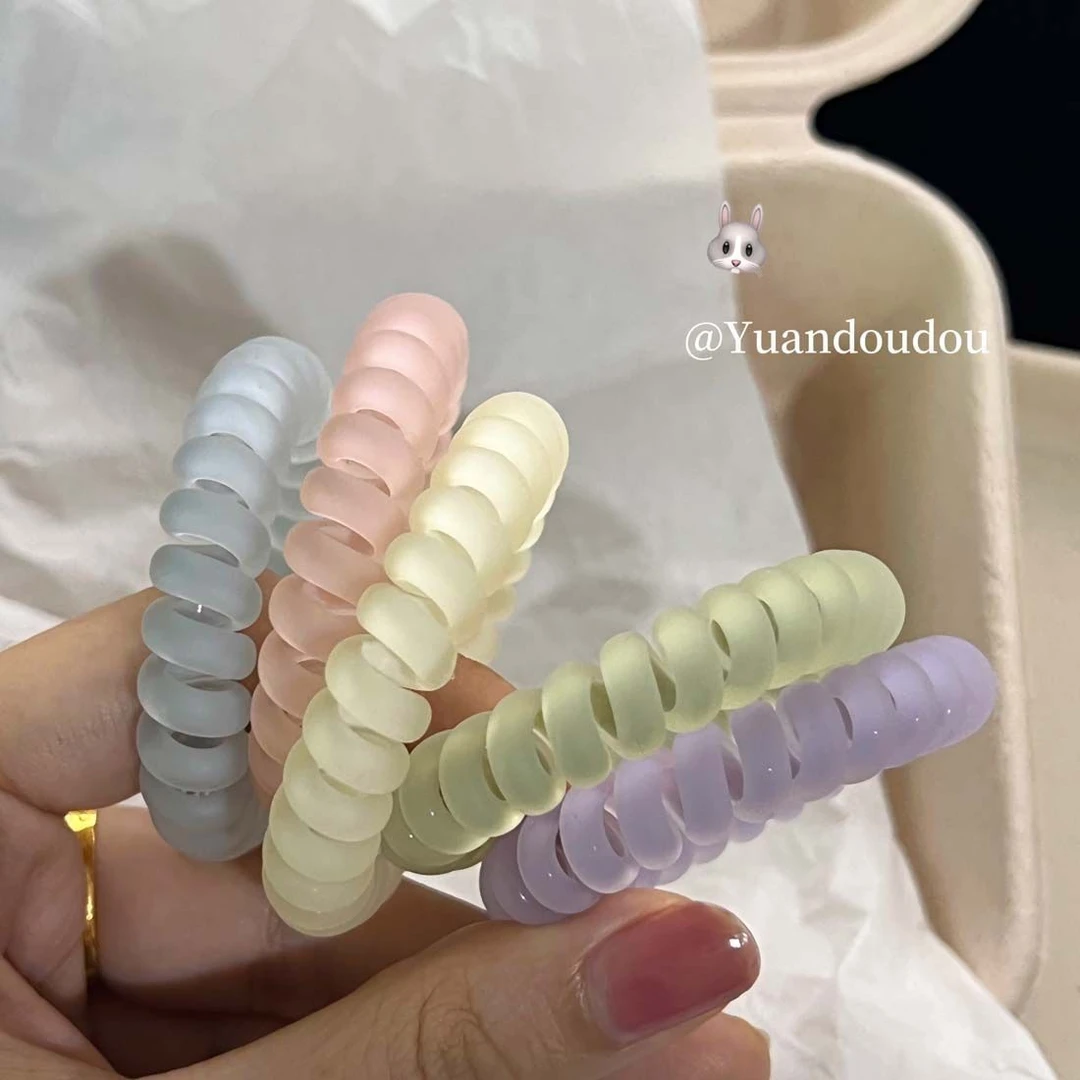 非金属硅胶发饰 韩系秋冬bm色系磨砂电话线发女头绳耐用无痕发绳