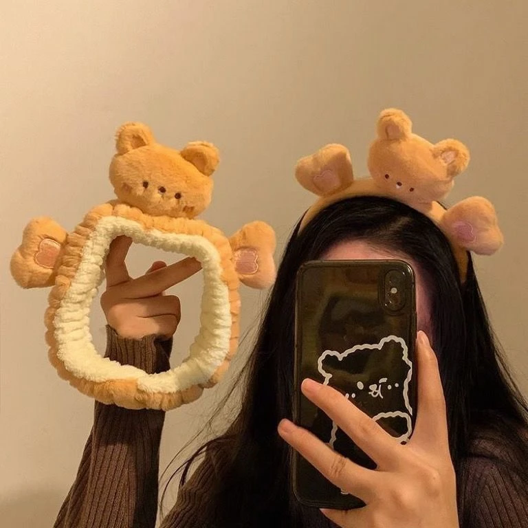 可爱爱心小熊束发带女洗脸发箍敷面膜专用防滑卡通毛