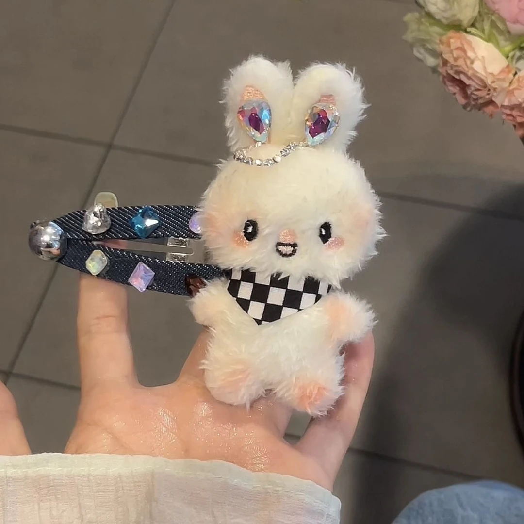 毛绒发夹兔子装饰边夹儿童女孩碎发夹ins新款BB夹