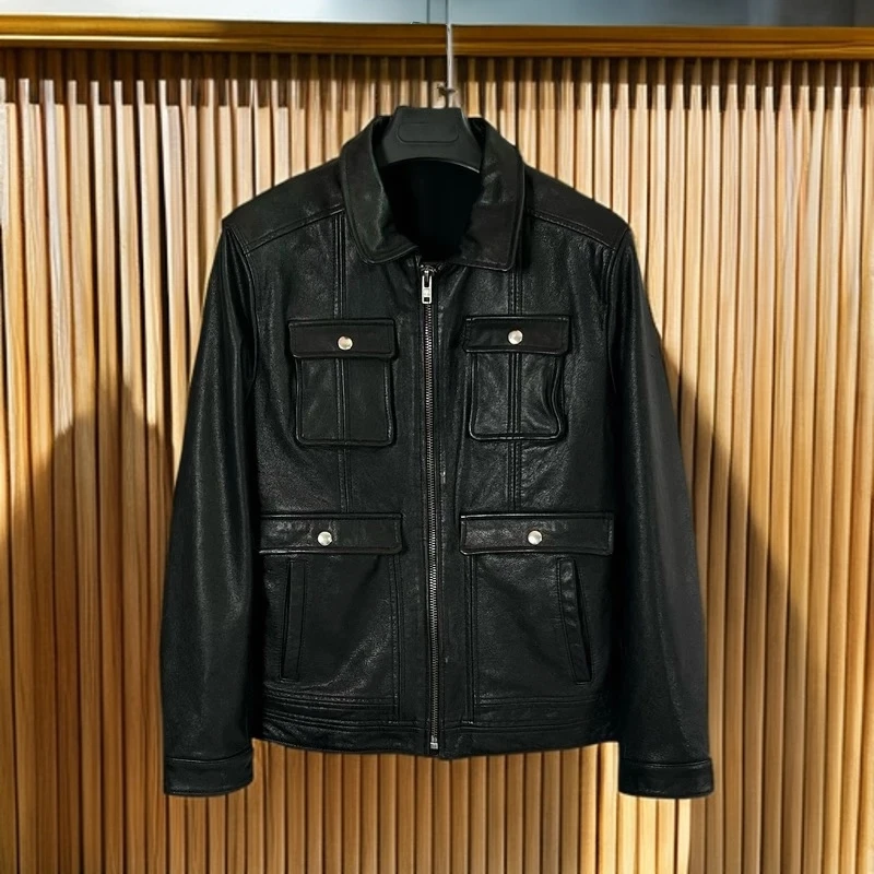 生化危机M65改良版男款牛皮猎装，植揉牛皮