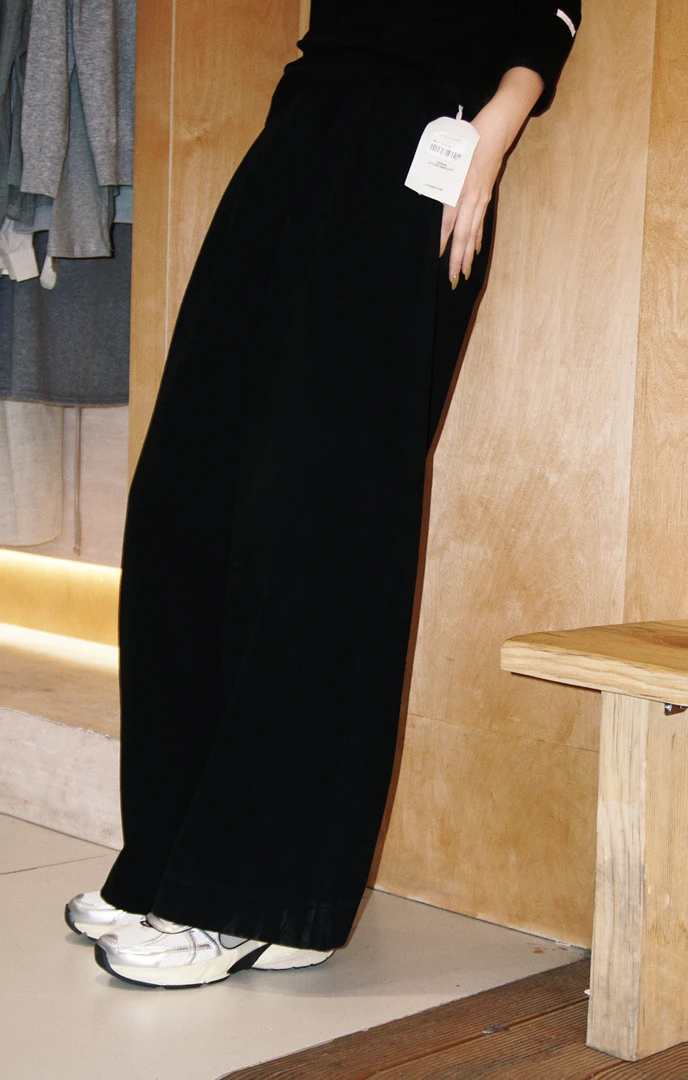 韩系简约舒适显瘦抓毛牛仔直筒阔腿裤裤24199