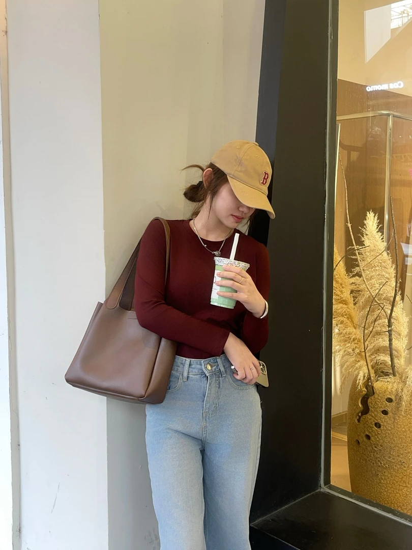 【人棉】加厚软糯亲肤感秋冬长袖打底衫女纯色修身不紧身上衣