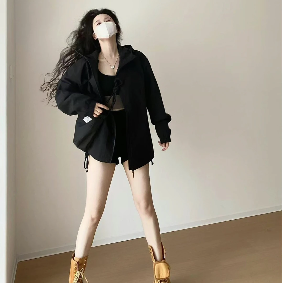 2023北家新款春秋季户外男女士冲锋衣潮牌连帽宽松休闲情侣外套