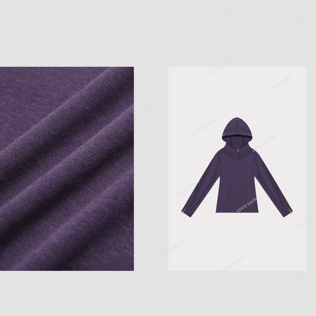 安安推荐【紫玫瑰】拼接半拉链设计感长袖打底衫BL-CXW51122736Y