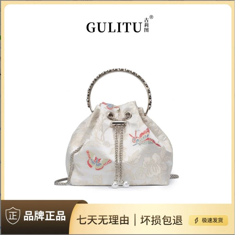 【老板娘专属】GULITU 新中式国风时尚单肩手提包斜挎水桶包4457