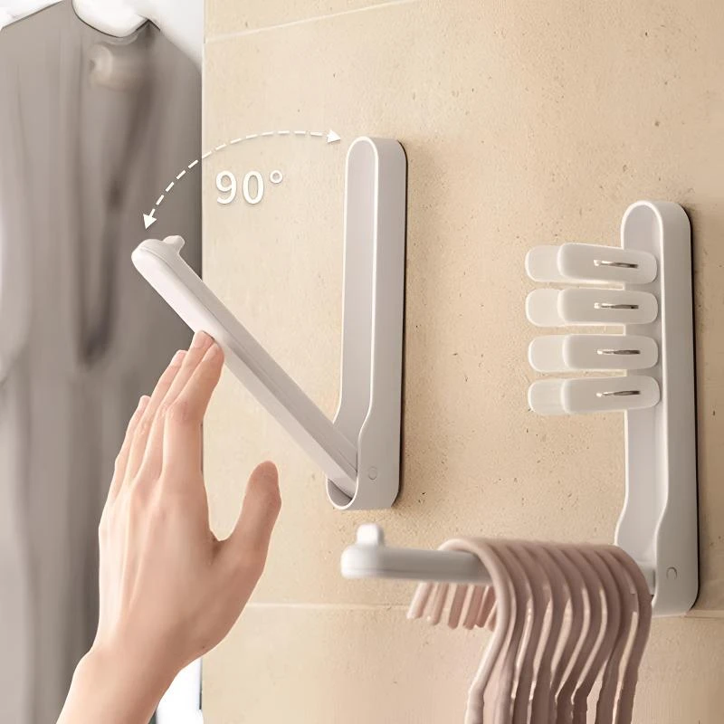 衣架收纳神器阳台可折叠免打孔家用整理架空间衣挂塑料夹收集器