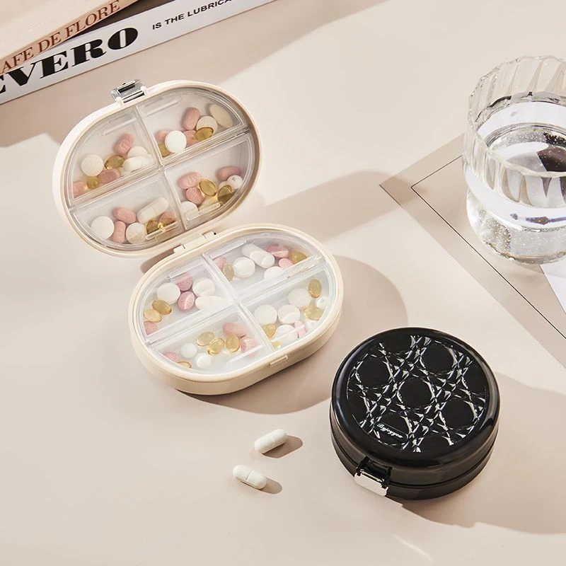 藤格纹精致药盒便携药品分装盒一日三餐药片药丸迷你随身一周七天