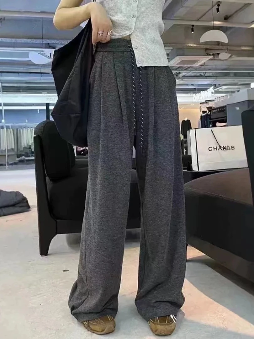 2997加绒加厚山本裤显瘦高腰直筒抽绳百搭韩版宽松时尚