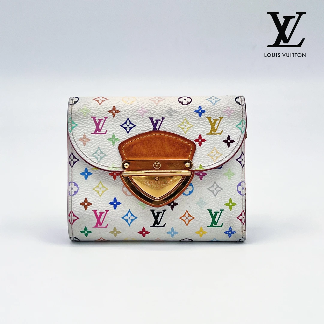 95新  【大牌严选】LV/路易威登 村上隆白三彩短款钱包