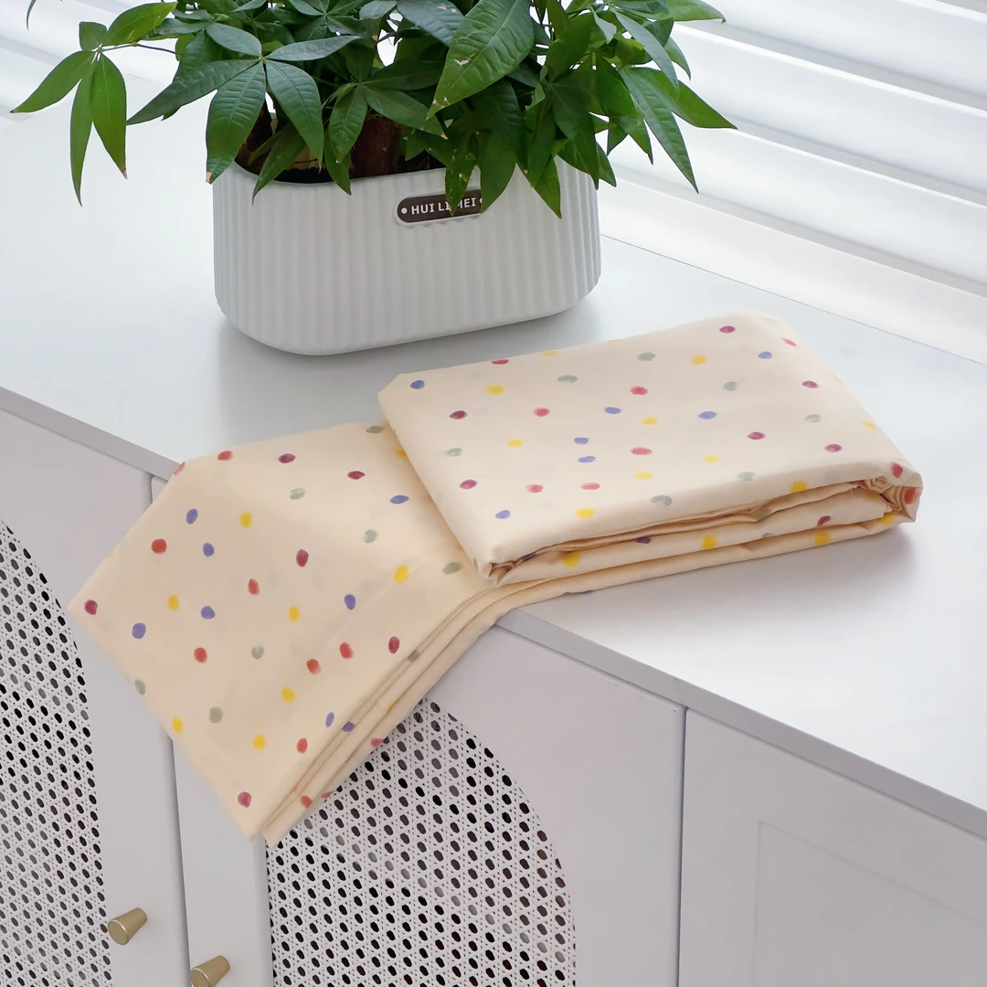 【京かわ会社】双层纱磨毛单双人被套 彩色波点