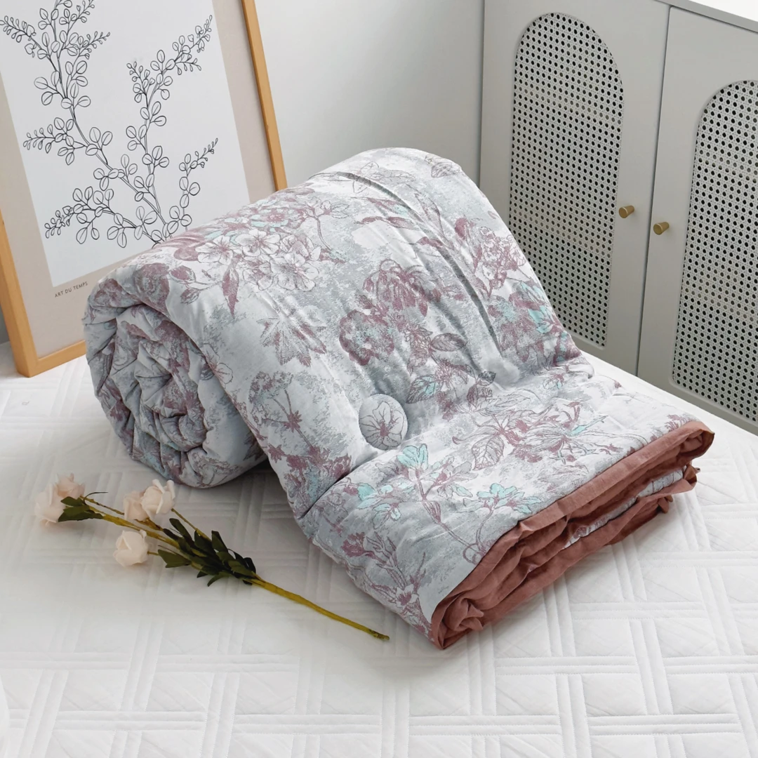 【京かわ会社】伊丽莎白驼绒被200*230cm 法卉花园红