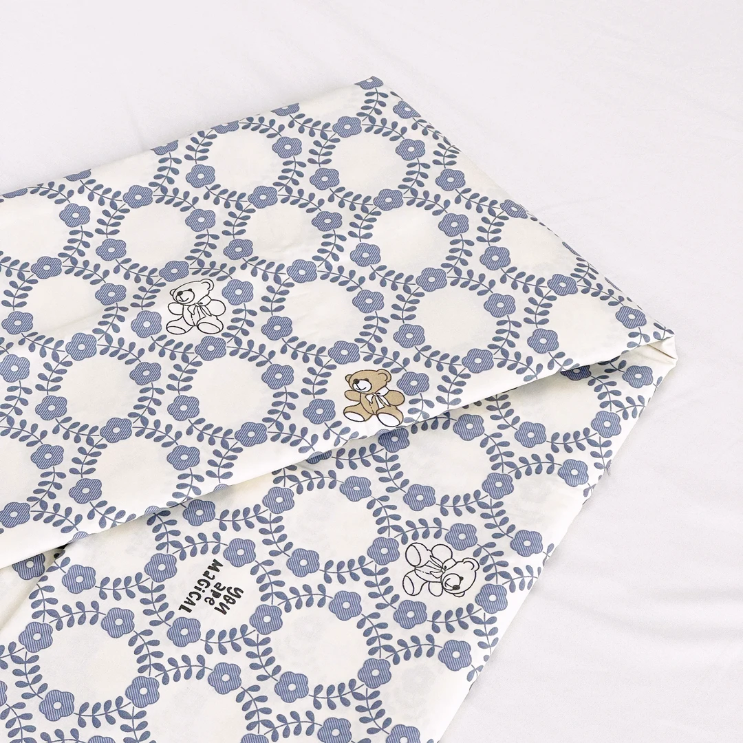 专享【京かわ会社】全棉80支匹马棉 纯棉单人床单160*230cm萌熊庄园蓝