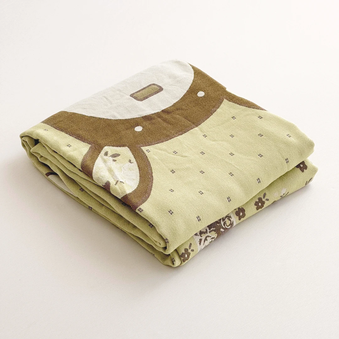 【京かわ会社】竹纤维毯夏季冷感毯 单人盖毯150*200cm  绿底潮玩熊