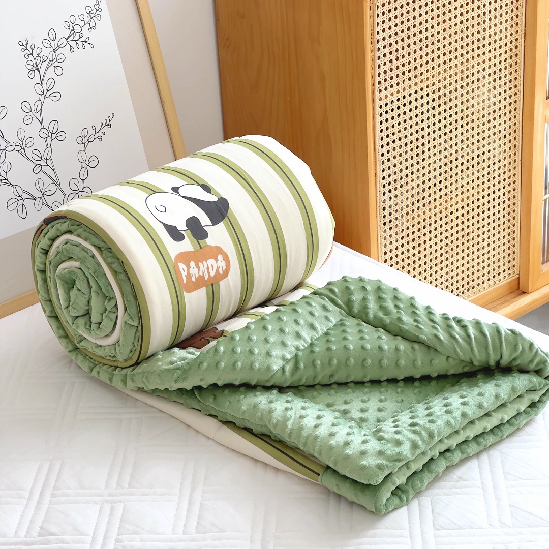 【京かわ会社】针织棉豆豆被150*200cm 条纹熊猫