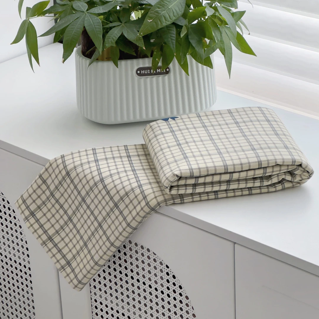 【京かわ会社】双层纱磨毛床单230*250cm 灰小格