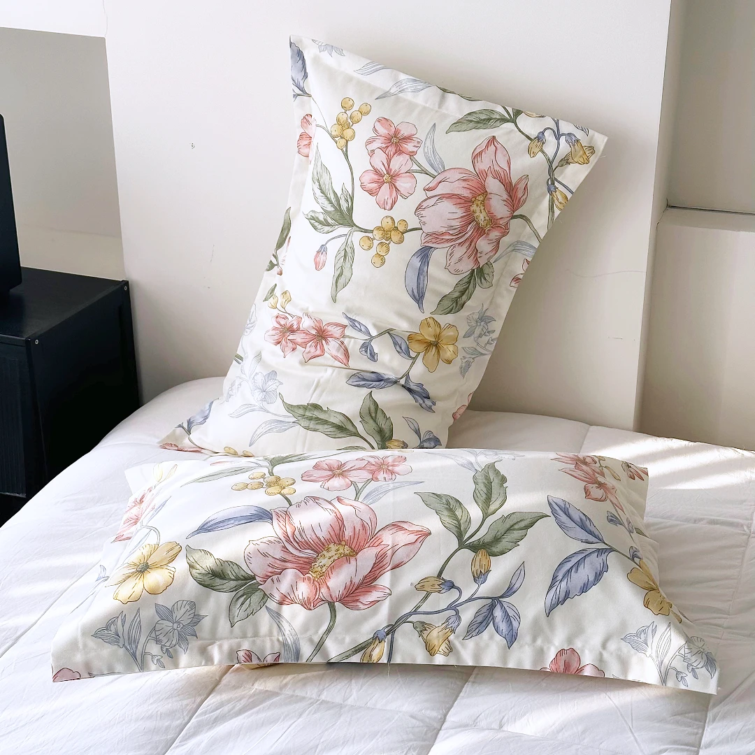 【京かわ会社】一对装全棉磨毛枕套纯棉加厚枕头套 羞花