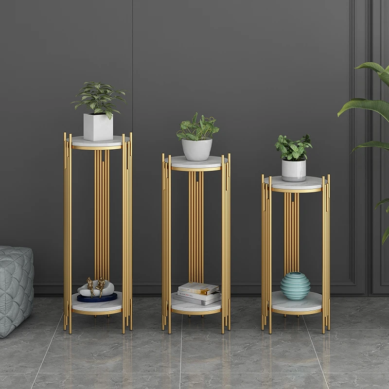 客厅花架落地式大理石置物架室内简约现代轻奢摆件阳台装饰花盆架