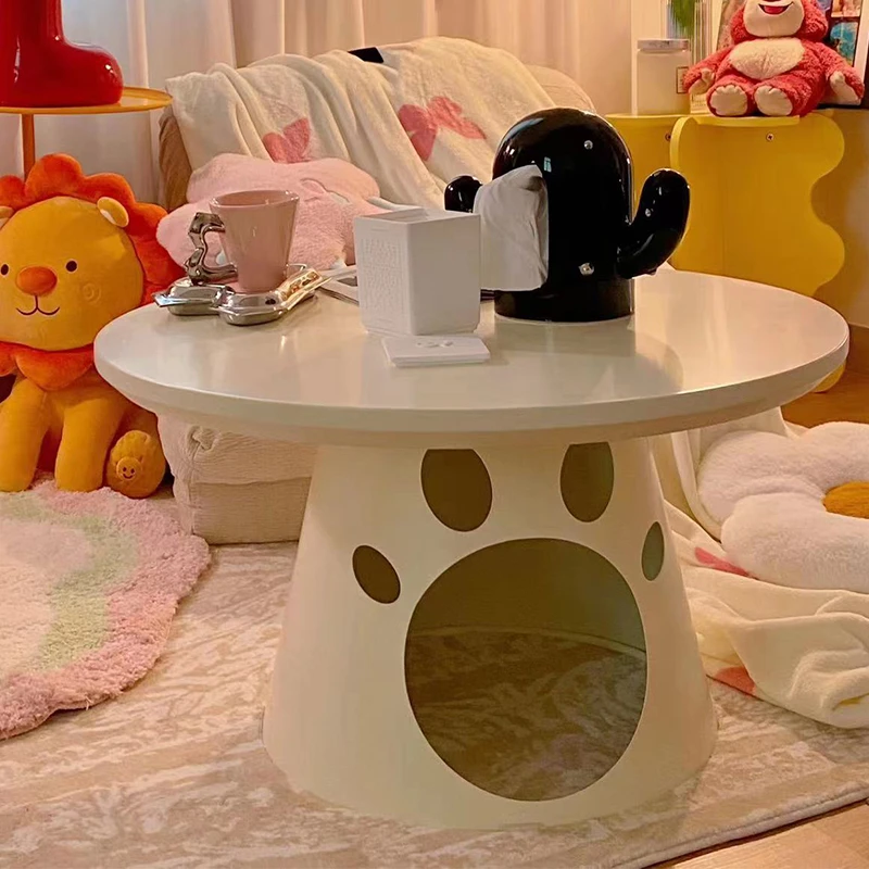 奶油风猫窝茶几客厅小户型宠物店圆形创意个性别墅现代简约茶几