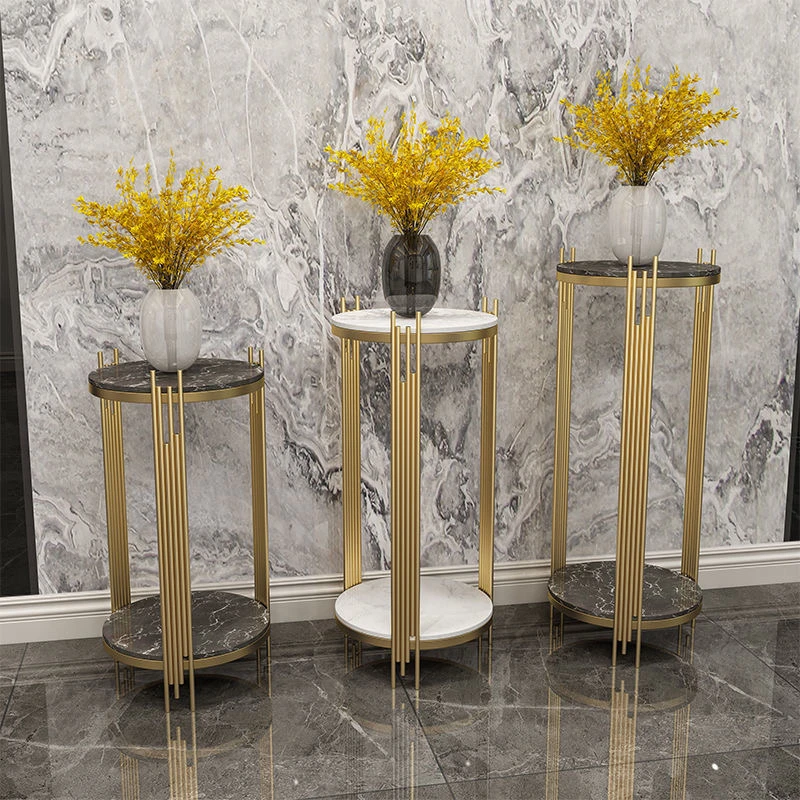 轻奢花架落地式现代简约电视柜旁置物架客厅阳台花架子铁艺花盆架