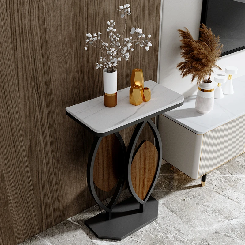 意式轻奢岩板花架置物架简约客厅艺术花几电视柜旁创意玄关花架