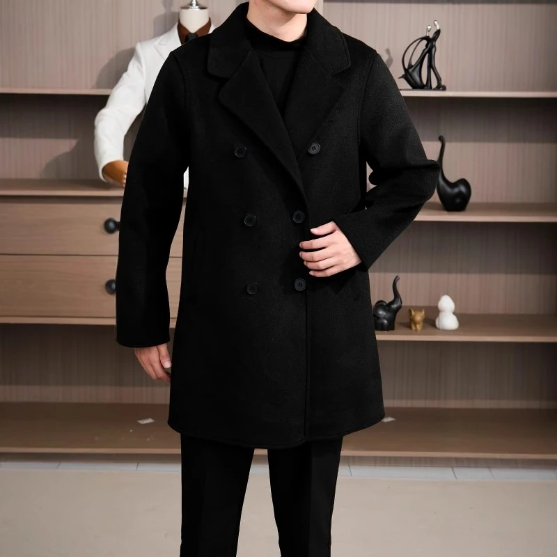 【中长款大衣】2025秋季新双面绒大衣男中长款韩系双面呢大衣