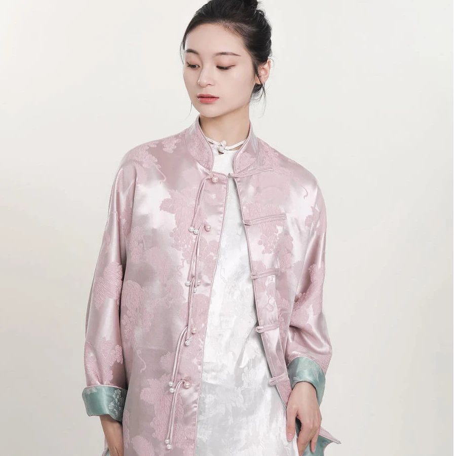 盛唐牡丹| 松鼠葡萄真丝立领对襟外套（不支持7天无理由）