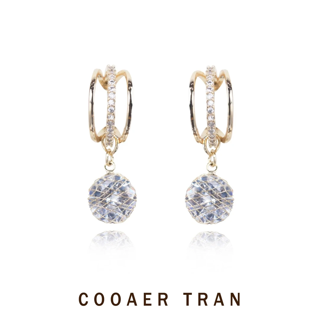 铜合金耳饰 【闪耀之心】原创设计小众时尚耳饰RH6690#耳钉气质轻奢