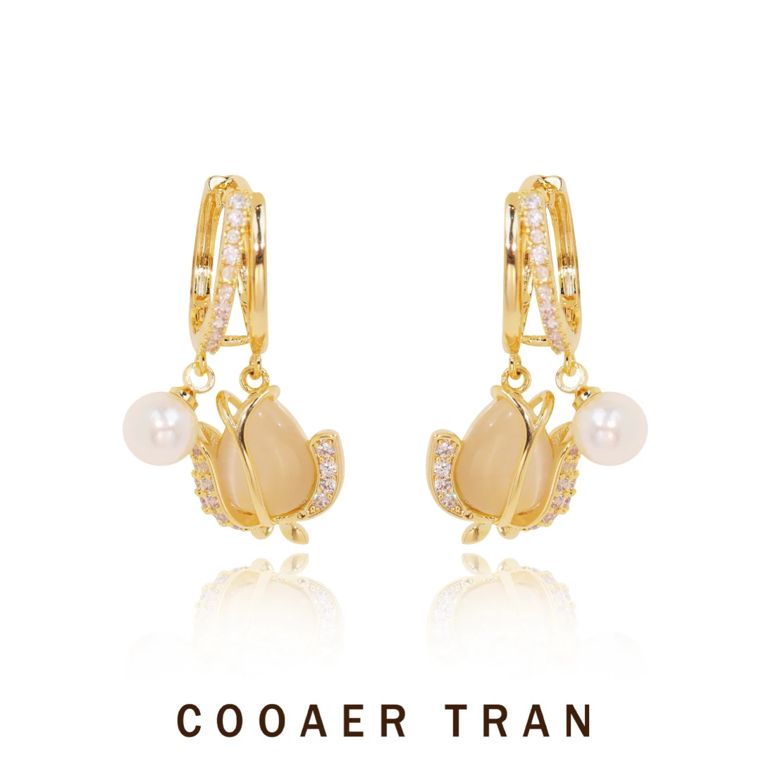 COOAER TRAN 铜合金耳饰 【郁金香】时尚轻奢花花耳饰RH7089#