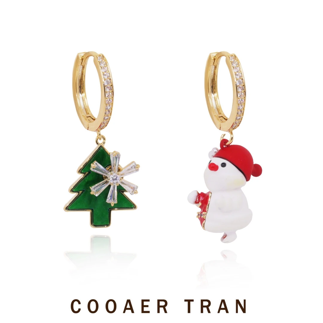 COOAER TRAN 铜合金耳饰 【圣诞派对】轻奢可爱圣诞耳饰H7025#