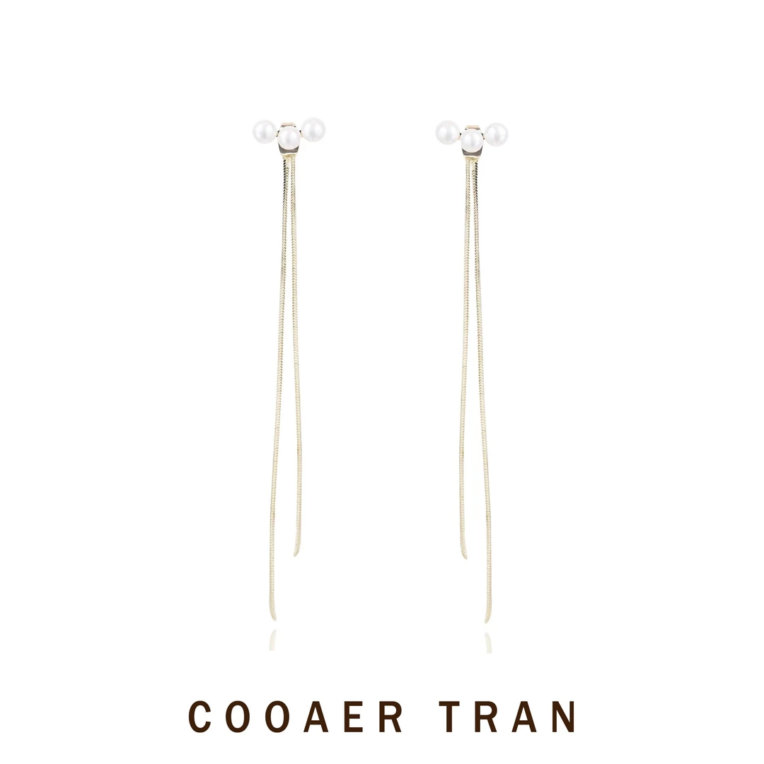 COOAER TRAN 仿珍珠耳饰 【珠帘】新品珠珠流苏耳饰RH6692#