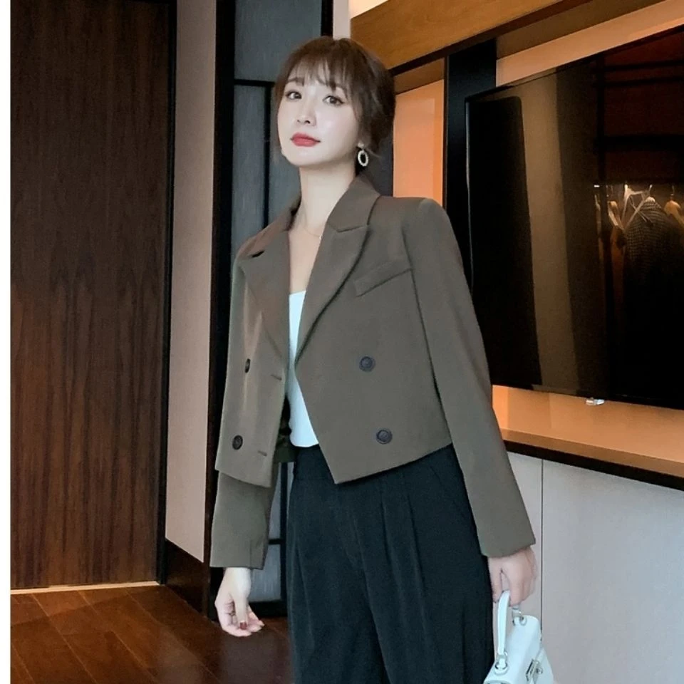 2024春季新款韩版休闲英伦风时尚小个子西服超短款小西装外套女潮