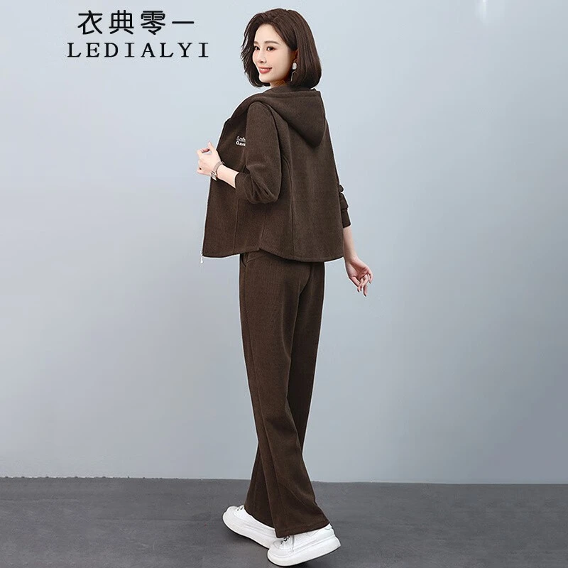 休闲洋气套装女2025春秋气质穿搭一整套女装新款直筒长裤子两件套