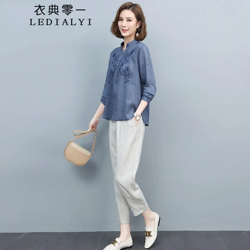 减龄洋气休闲套装女2025春秋品质女装一整套穿搭时尚九分裤两件套