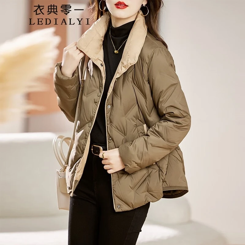 洋气短款羽绒服女冬季轻薄时尚设计感高端新款中年保暖小个子外套