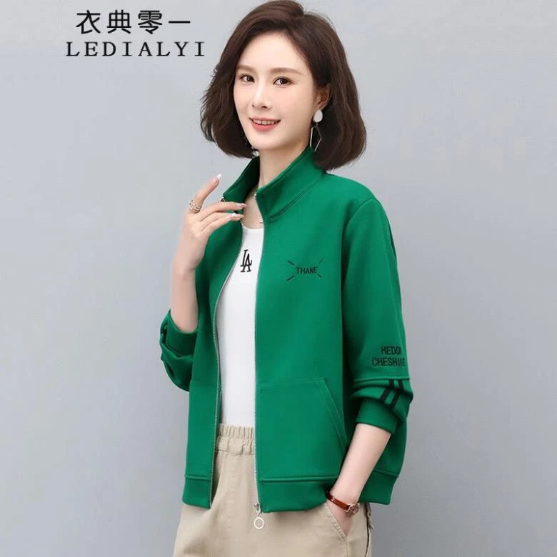 春秋季新款女装休闲中年小个子宽松开衫卫衣外套女短款棒球服上衣