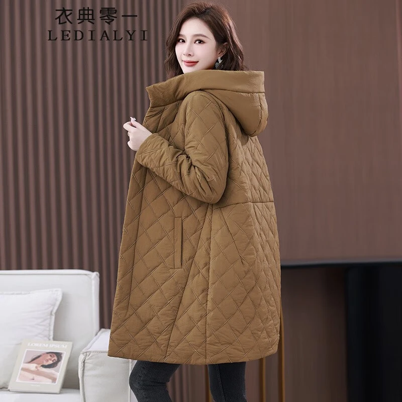 棉服女中长款2025冬季女装新款时尚宽松中年棉袄棉衣加厚冬天外套