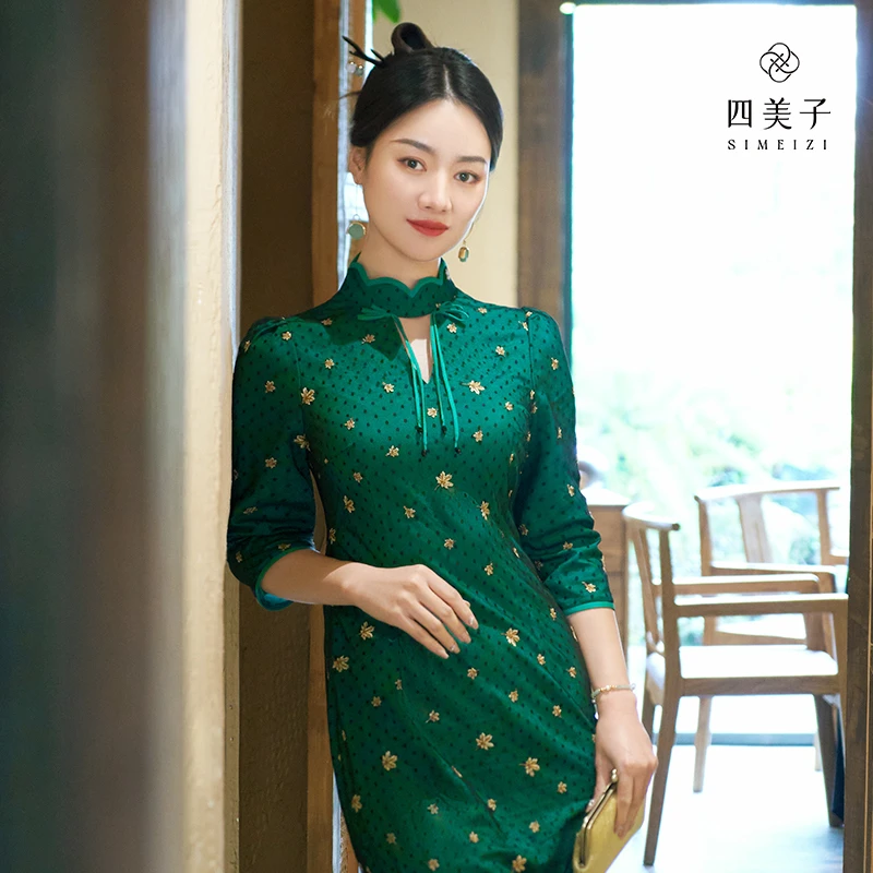 四美子【亏本清仓】知秋春秋季绣花连衣裙改良长裙礼服新国风复古