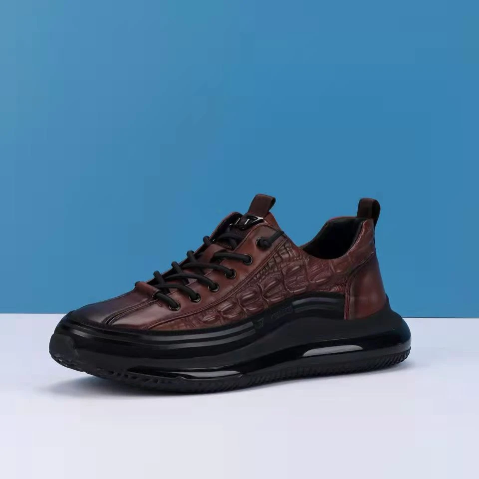 FANMIFAN/梵米凡冬季休闲皮鞋鳄鱼纹男士真皮气垫软底鞋W