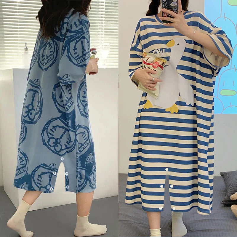 连体睡衣女夏季短袖睡裙胖mm大码宽松爆款2024新款高级感家居服薄